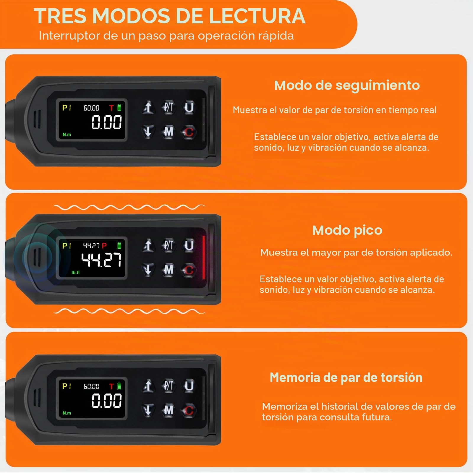 Uharbour Llave Dinamométrica Digital de 1/4", Rango de 1,1-22,1 ft-lb / 1,5-30 Nm, Llave Dinamométrica Eléctrica con Trinquete de Doble Dirección, Precisión de ±2% con Vibración, Zumbador y Alerta LED