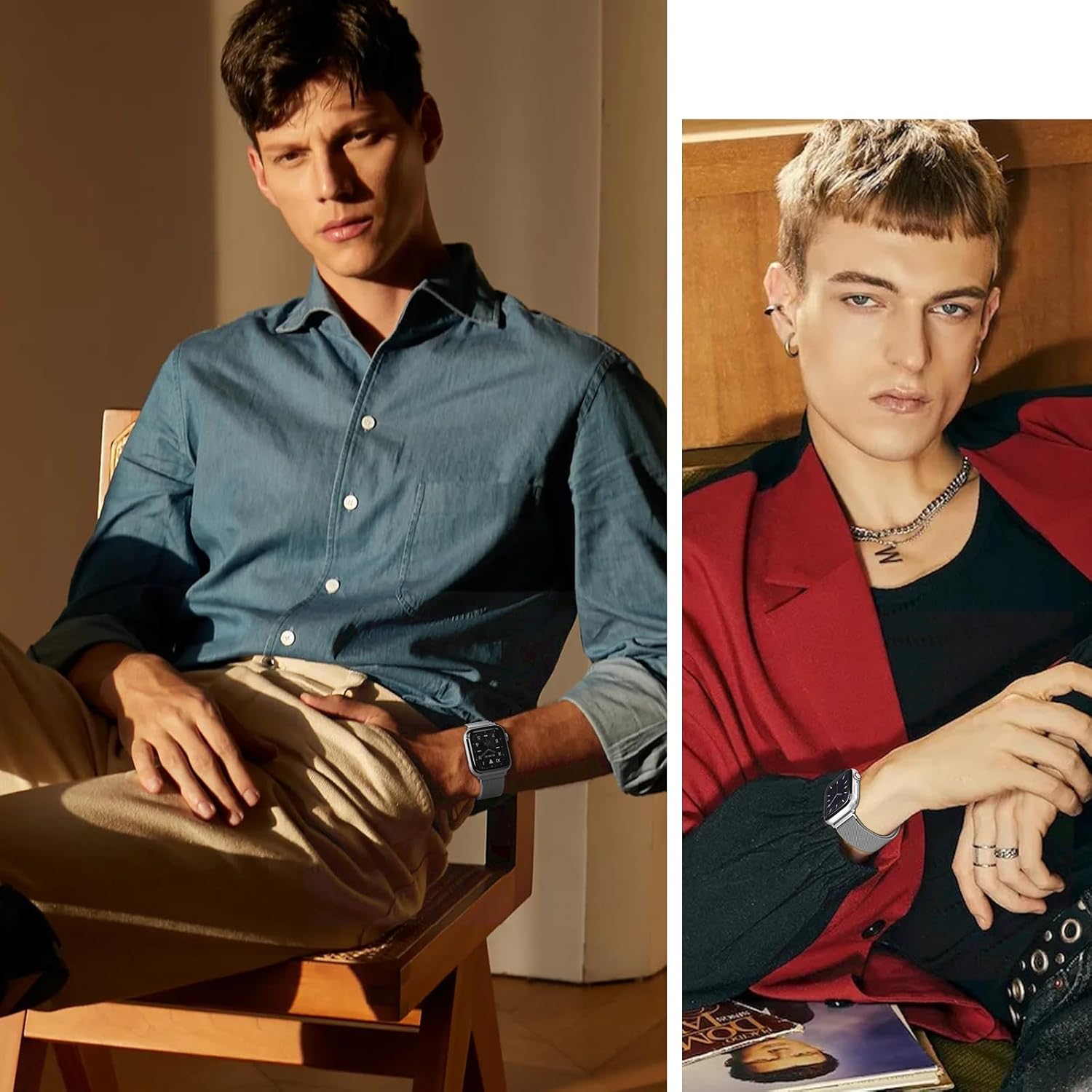 Stainless Steel Milanese Loop Compatible with Apple Watch Band 38mm 40mm 41mm 42mm(series 10) men and women, Mesh Loop Magnetic Clasp Replacement for iWatch Bands Ultra Series 10 9 8 7 SE 6 5 4 3 2 1,Titanium - Image 7