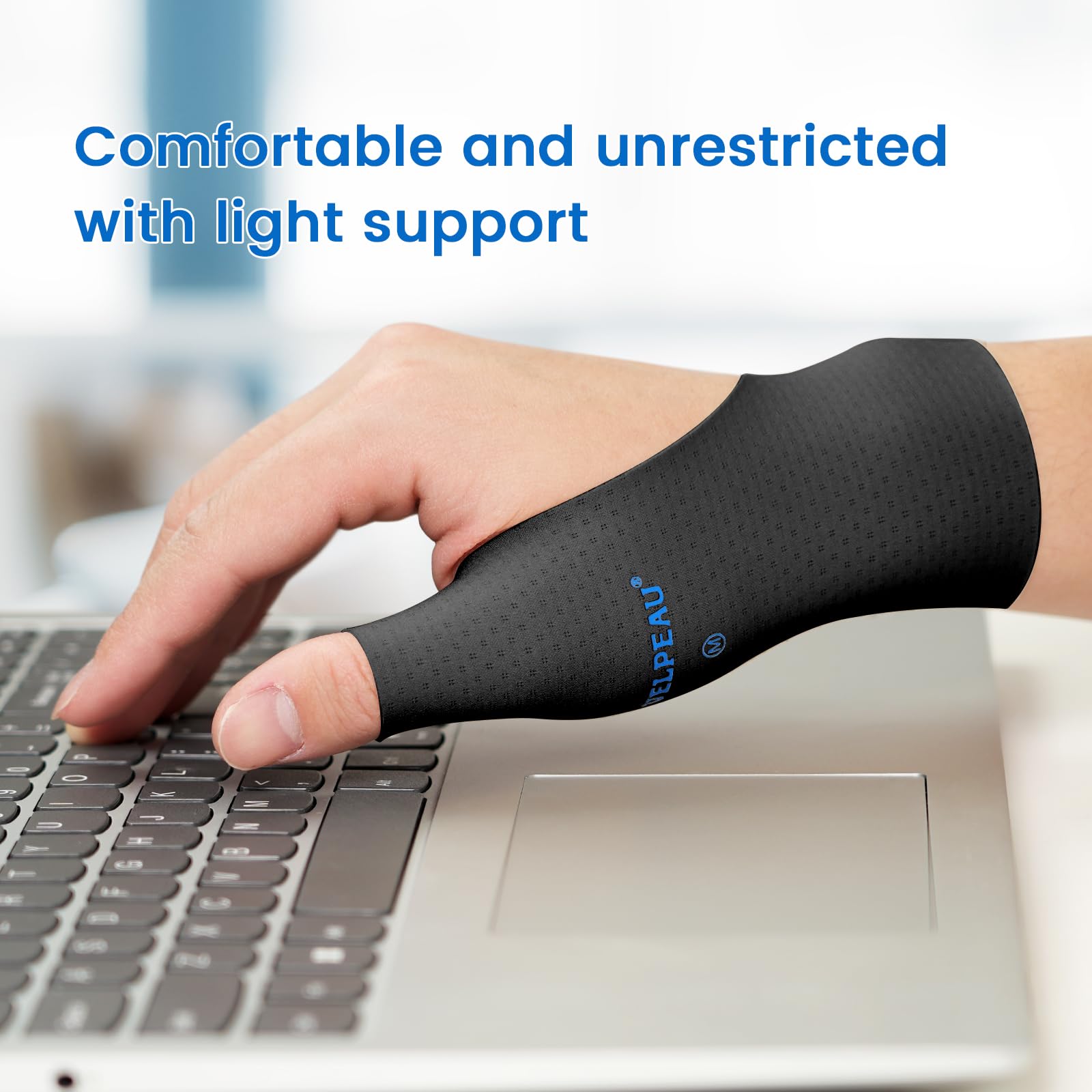 VELPEAU Elastic Thumb Wrist Support Brace (Pack of 2), Splashproof Compression Sleeve for Arthritis Pain, Tendonitis, Sprains, Sports, Splint Liner, Fits Left & Right Hands (Black, Long Version, S) — view 5