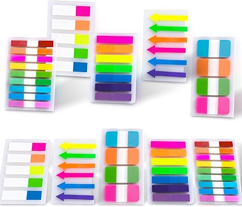 Golcellia Pestañas adhesivas para índice de libros, marcadores de pestañas de página, pestañas de notas adhesivas 1272 piezas (5 estilos, 31