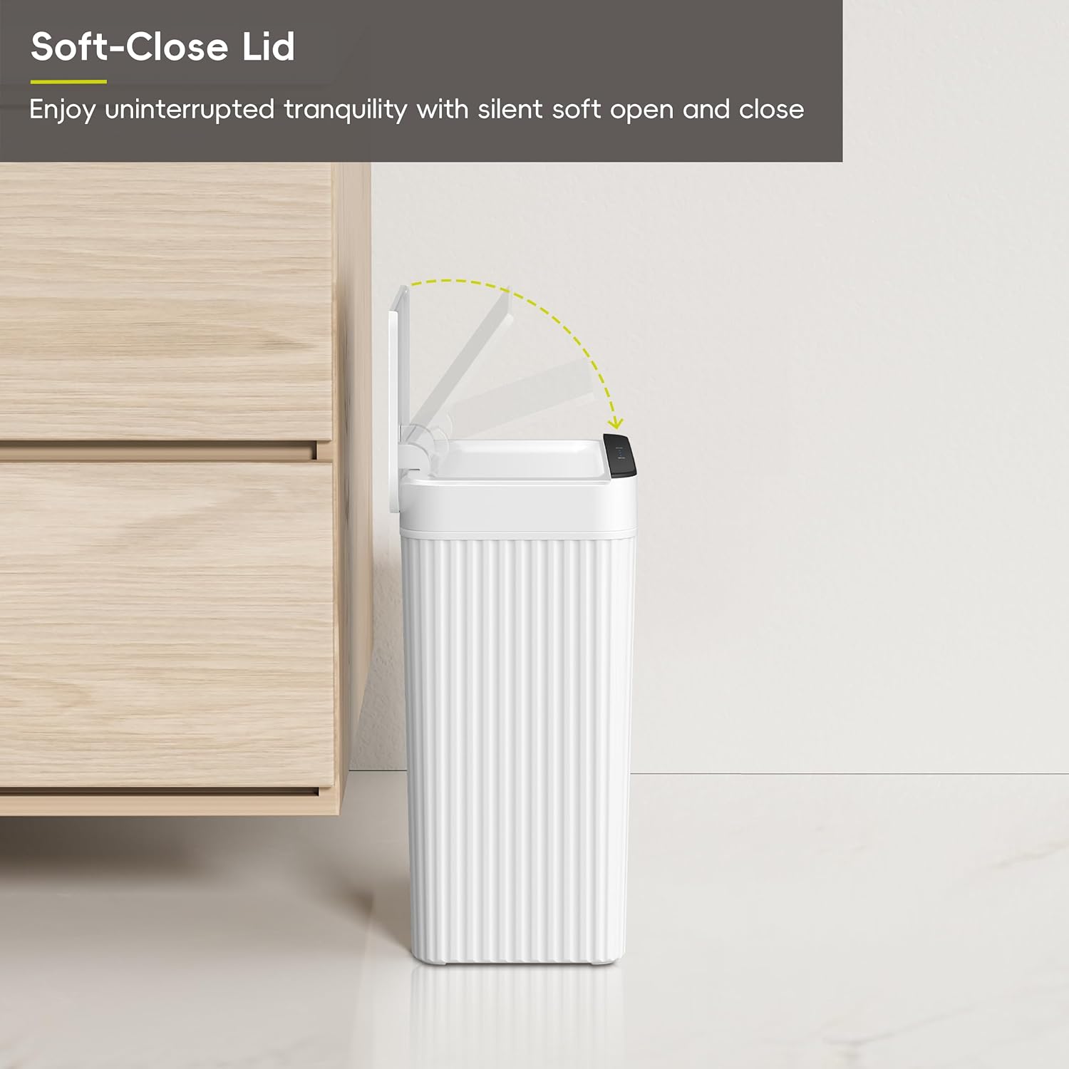 EKO Brio 10L/2.6 Gallon Motion Sensor Trash Can, Automatic Touchless Bathroom Garbage Bin, Waterproof Smart Trash Can for Kitchen, Bedroom, and Office, White