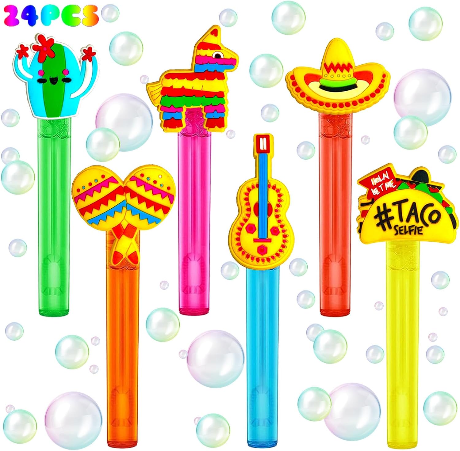 uoyoi Fiesta Party Favors,24Pcs Mexican Taco Bubble Wand for Kids