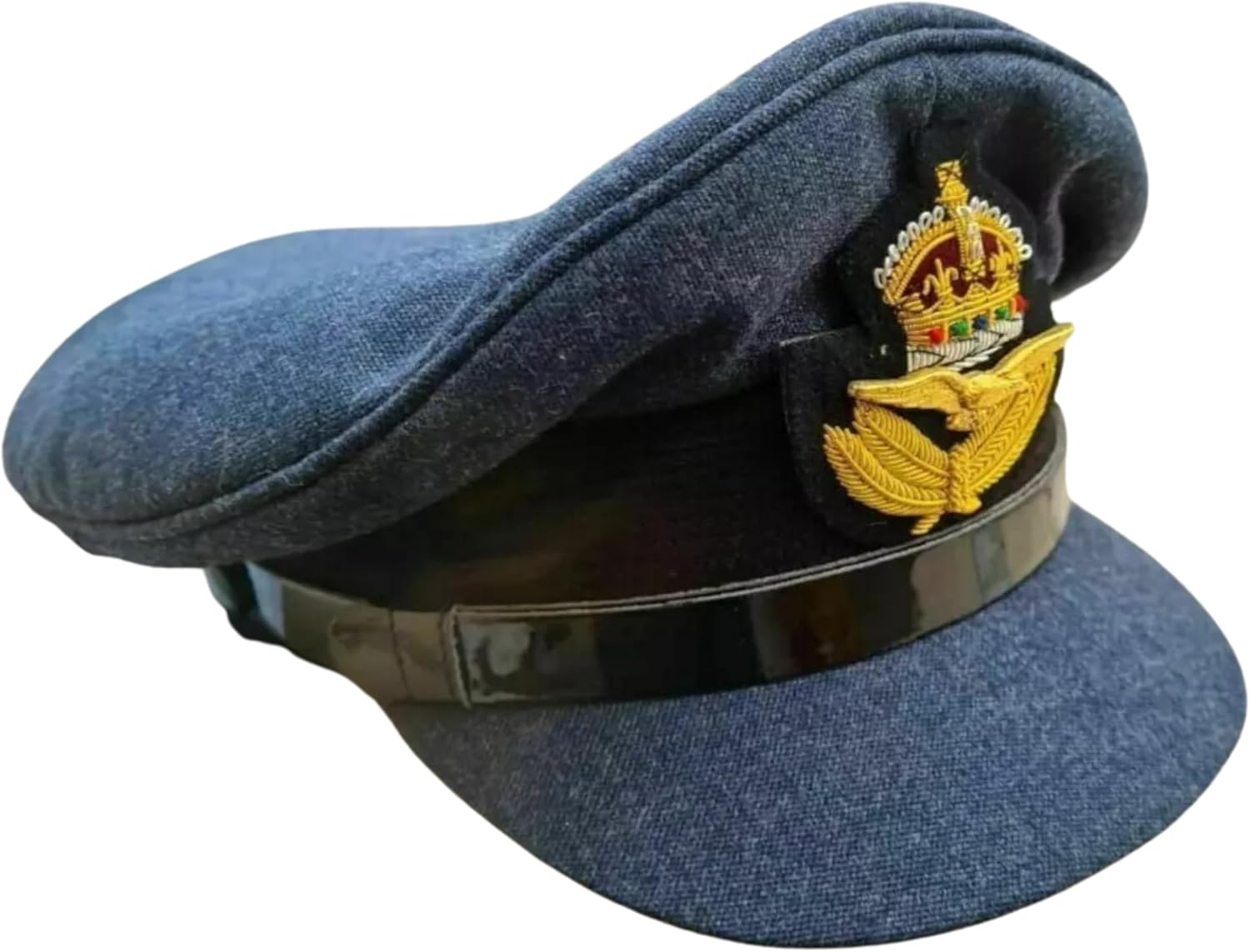 WW2 British RAF Visor Cap, Reproduction Pilot Peak Hat, Air Force Officers Uniform