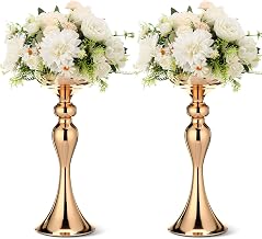 Sadnyy 2 Pcs Metal Flower Arrangements Stand Metal Wedding Centerpiece Stand Gold Vase Centerpiece Tall Table Decor Flower Vase for Wedding Reception Event Party Hotel Home Decor (12.6 Inch)