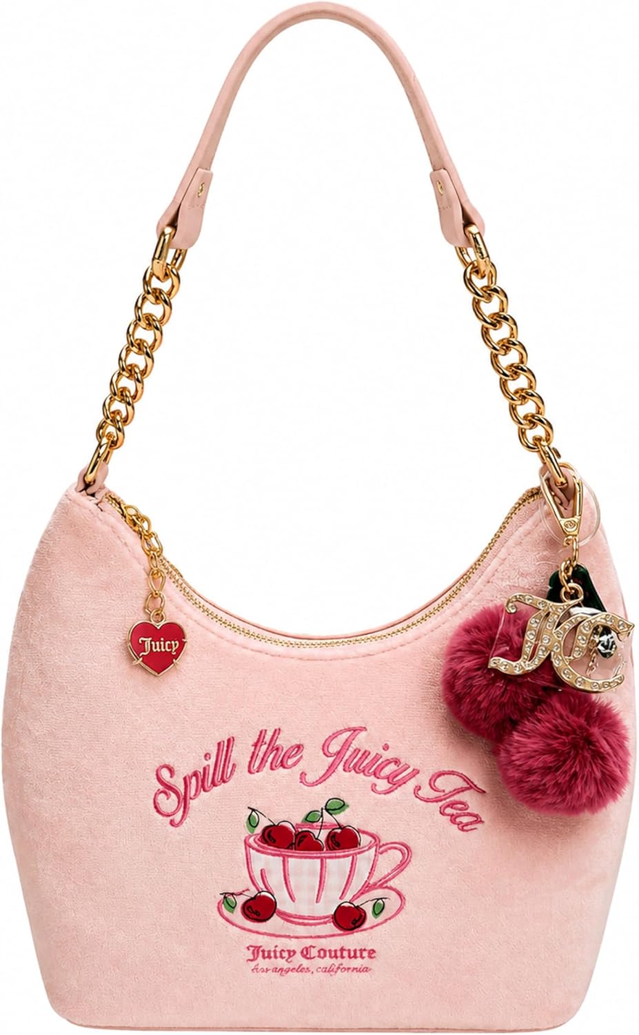 Juicy Couture Sweet Tea Party Hobo Bag, 9" H x 9" W x 4" D