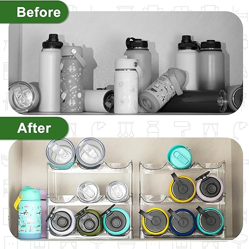 Miniatura 3 de Organizador de botellas de agua  Paquete de 8 estantes apilables para almacenamiento de botellas de agua, organizador de botellas de agua para