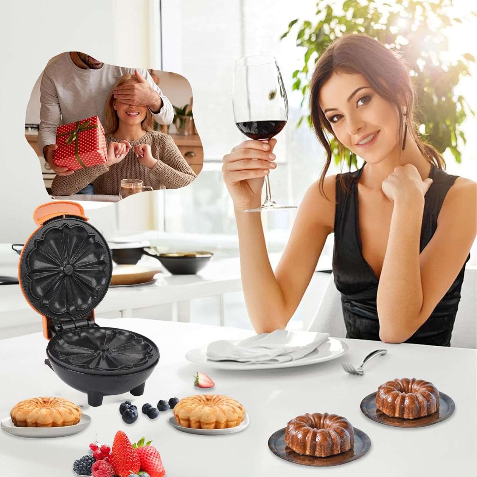 Mini-Kuchenmaschine, Doppelseitige Heizung, Antihaftbeschichtung, 350 W Starke Kuchenmaschine, Gefertigt aus Hochwertigem ABS-Material