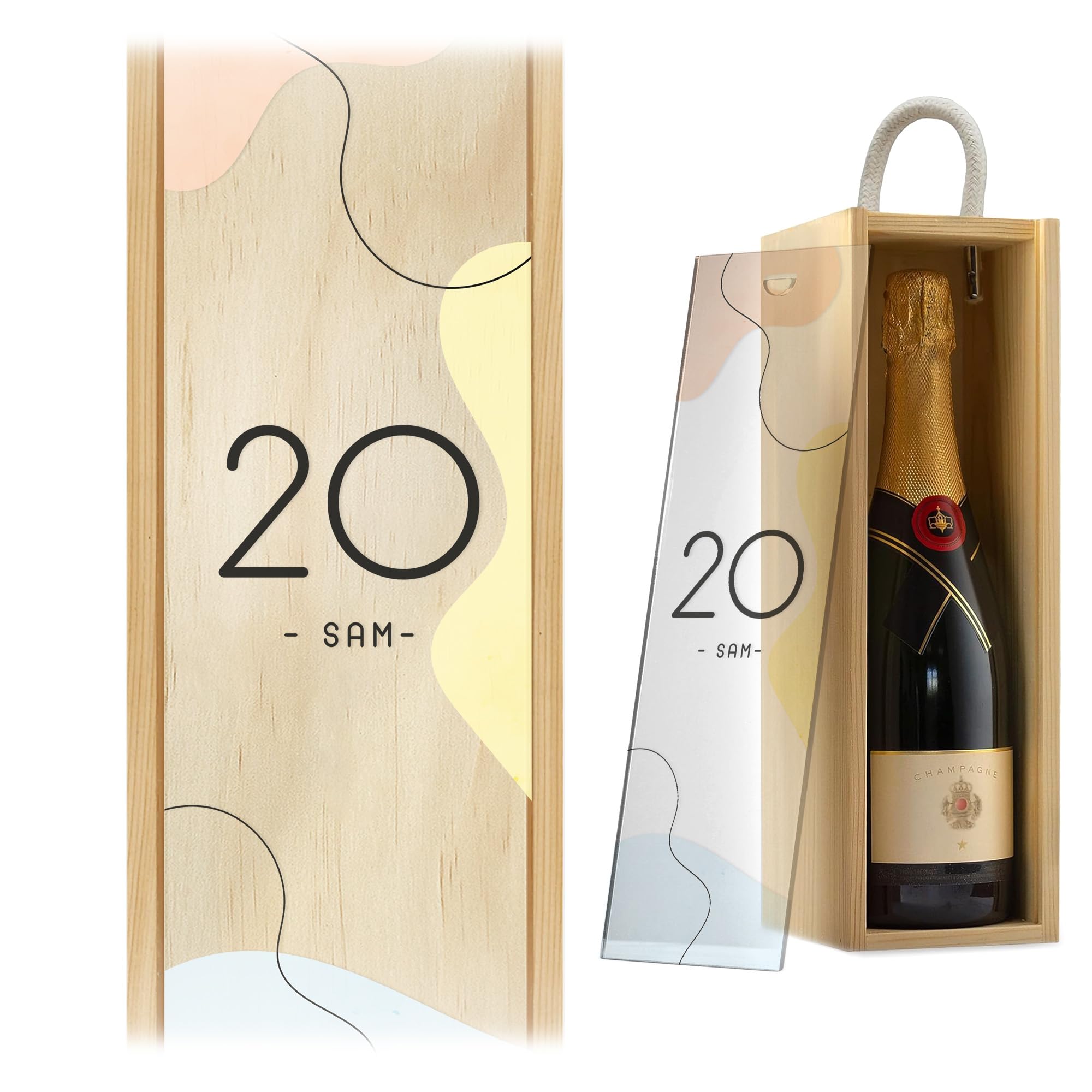 A1 Graphics Ltd Natural Box/Clear Lid Personalised Wine Box Custom Printed Birthday Gift Weddings Anniversary Bridesmaid Groomsmen Birthday Celebration ()