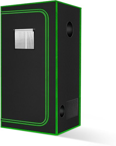 34"x34"x72'' Grow Tent, High Reflective 600D Diamond Mylar Canvas with Observation Window and Floor Tray for Hydroponic Indoor Plant Growing