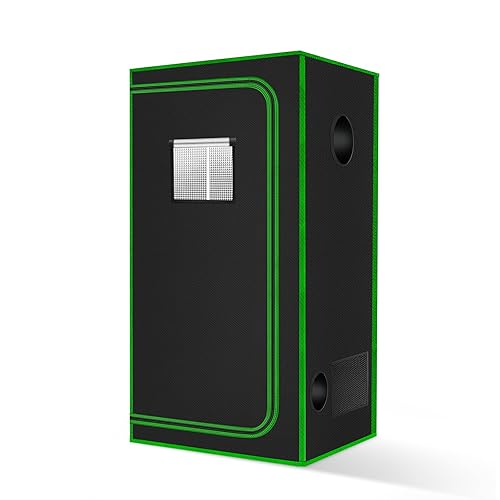 MELONFARM 34"x34"x72'' Grow Tent, High Reflective 600D Diamond Mylar Canvas with Observation Window and Floor Tray for Hydroponic Indoor Plant Growing