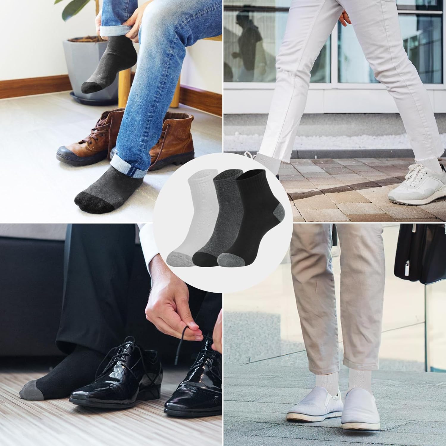 Sophproton 150 Pairs Men's Quarter Socks, Black