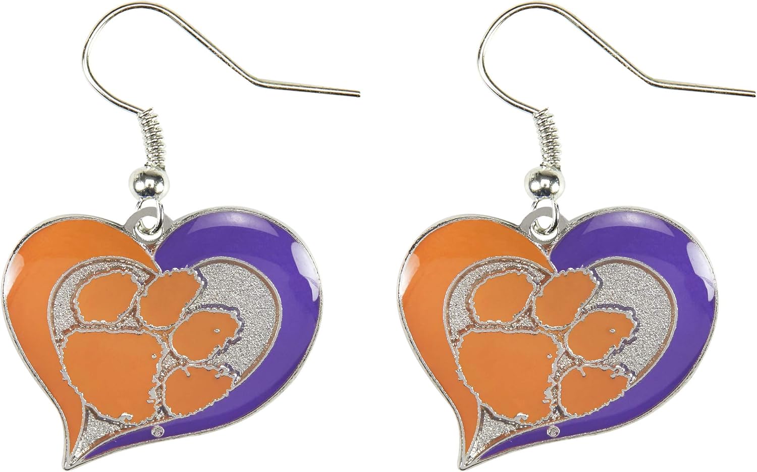 NCAA Clemson Tigers Swirl Heart Earrings