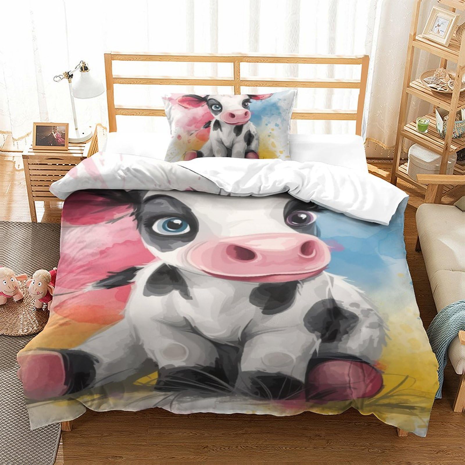Housses de couettes vache 3D microfibre anti-transpiration 135x200