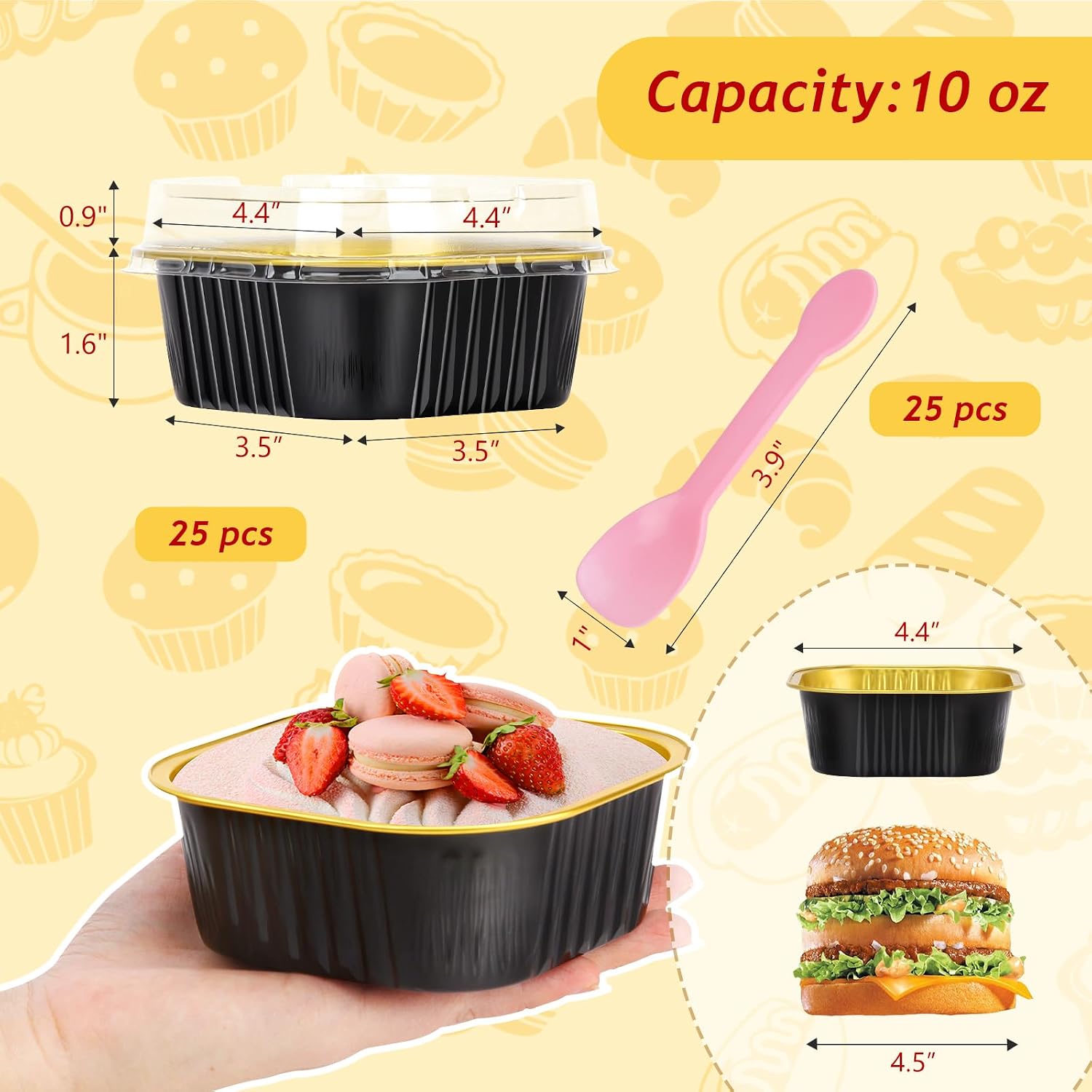 LNYZQUS 10oz Mini Cake Pans with Lids, Small Cinnamon Roll Containers image 2