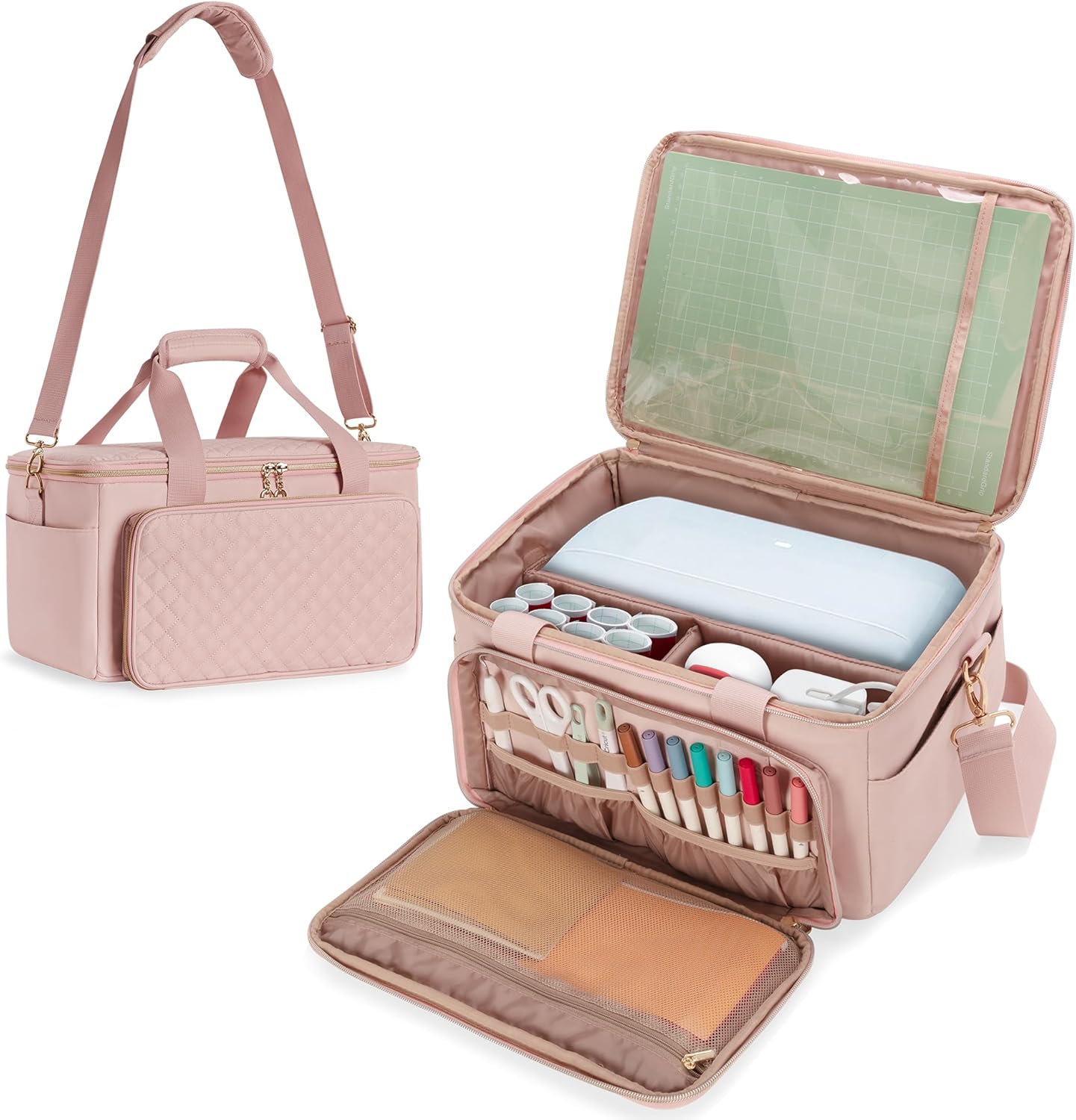 YARWO Carrying Bag Compatible with Cricut Joy Xtra Smart Cutting Machine, Portable Craft Travel Case Fit for Cricut Joy Xtra, Cricut Mat 8.5"x12, Vinyl, Scrapbook Tool Accessories,Dusty Rose(Patented)