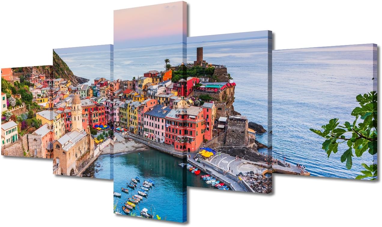 Amazon.com: TUMOVO Cinque Terre Skyline Wall Art for Bedroom Vernazza ...