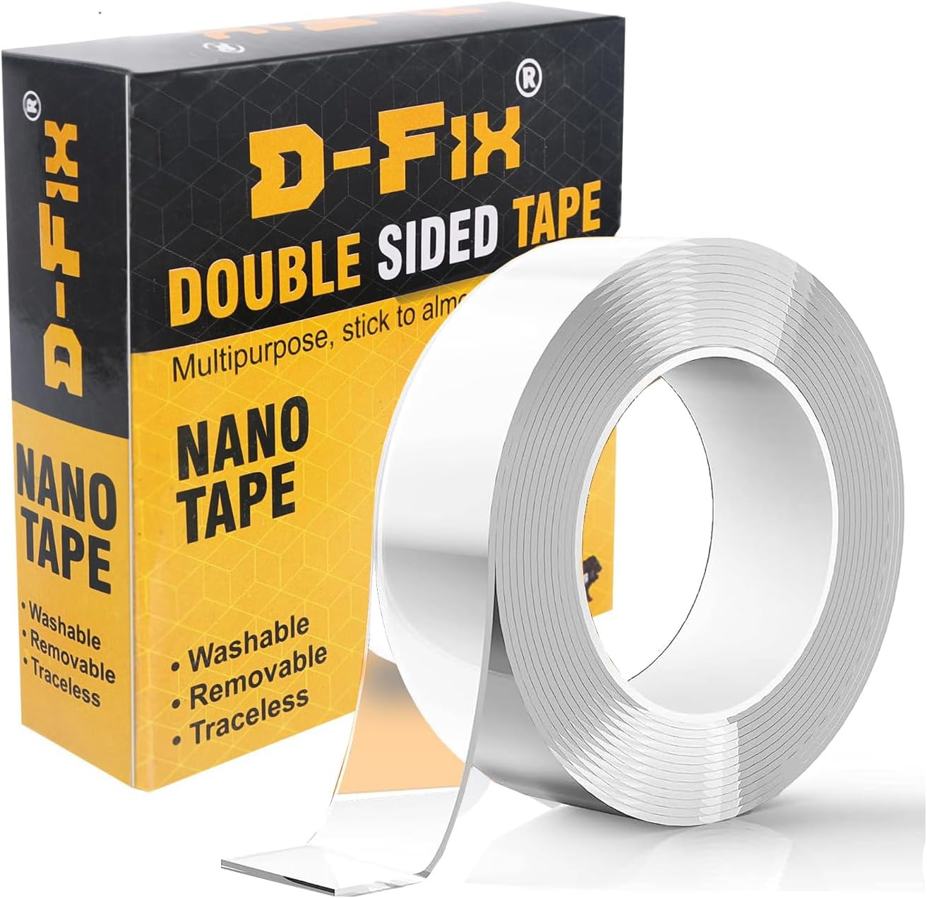 - 3 Meter Double Sided Tape | 2mm Heavy Duty Adhesive Silicone Nano Tape | Heat Resistant, Washable, | Multipurpose Strong Transparent Mounting Tape for Home & Office