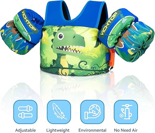 Miniatura 7 de Toddler Puddle Floaties Jumper for 20 30-50 Pounds, Kids Swim Vest Jacket with Adjustable Strap, Beach Sea Pool Toddler Swimming Floaties Jacket for