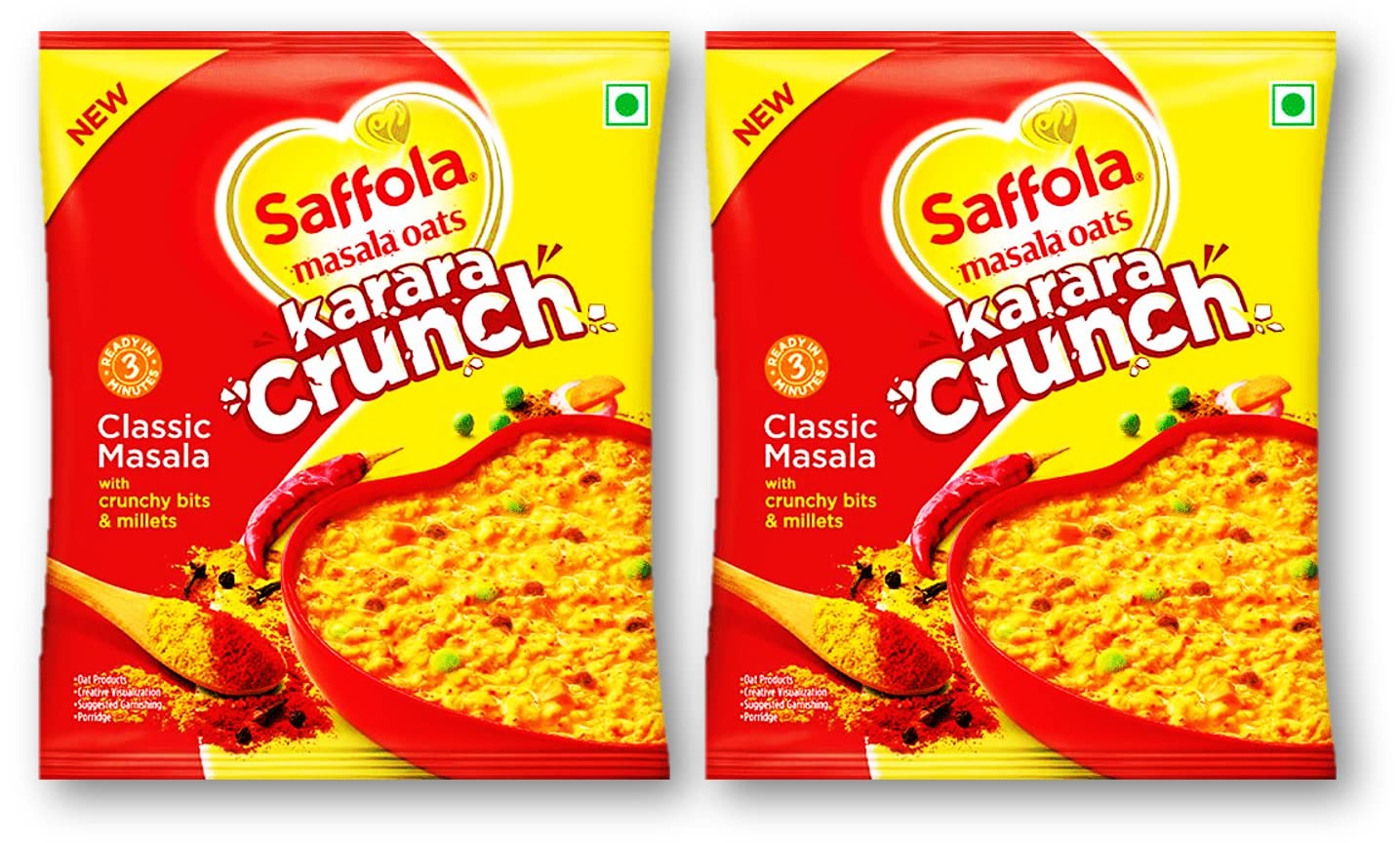 Saffola Masala Oats Karara Crunch Classic Masala 42g (Pack of 2) Unique