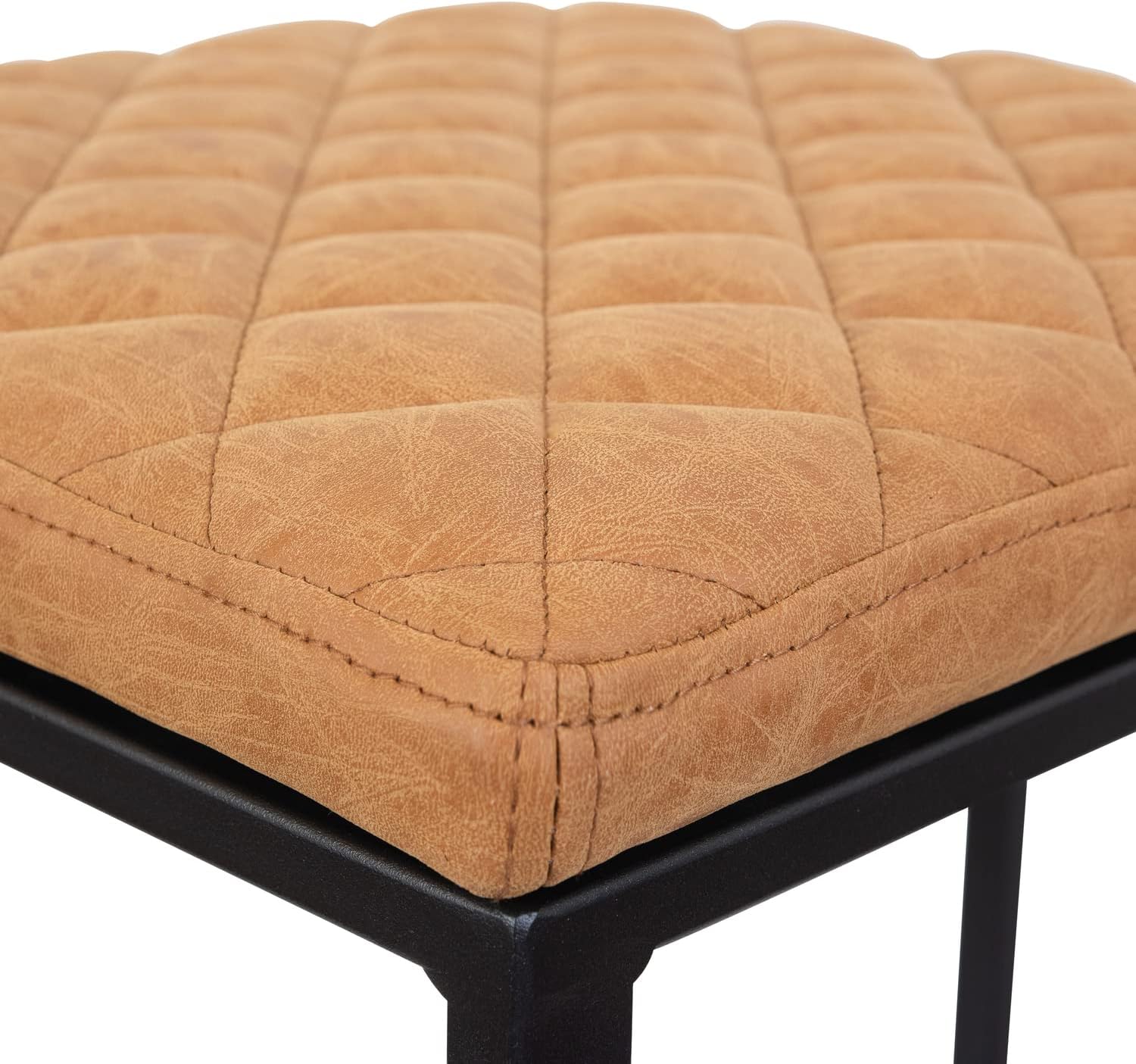 HomeStock Bar Stools for Kitchen Island - Leather Quilted Bar Height Stools - Metal Frame - Stylish & Comfortable