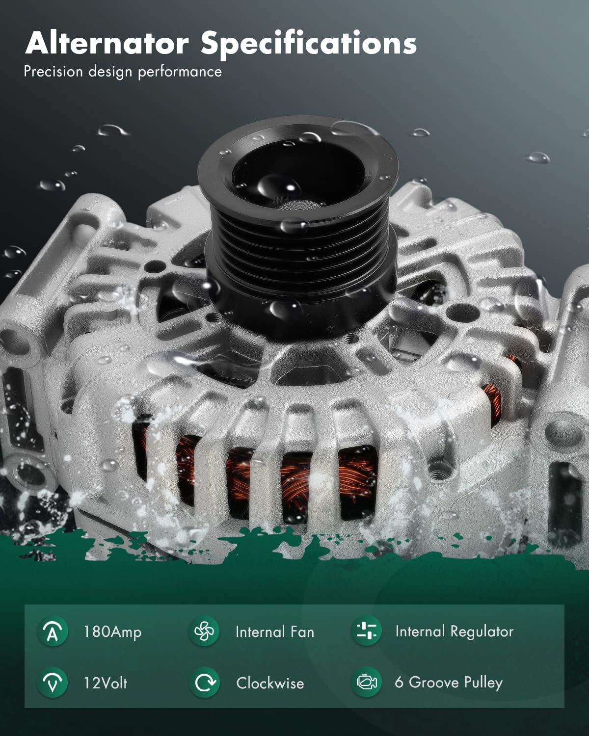 SCITOO Alternator Fits for Mercedes-Benz for GLE300d 2.1L 2016-2017,for Mercedes-Benz for ML250 2.1L 2015 12V 180Amp CW 6 Groove Pulley 20293 0986083670 0009067702 A0009067702 439818 440472 FG18S128