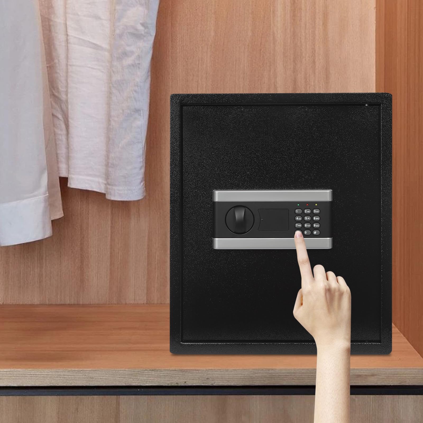 Cassaforte ignifuga, cassaforte elettronica in acciaio con password digitale, chiavi di emergenza e bulloni stabili, per gioielli, denaro, oggetti di valore, 31 x 38 x 45 cm