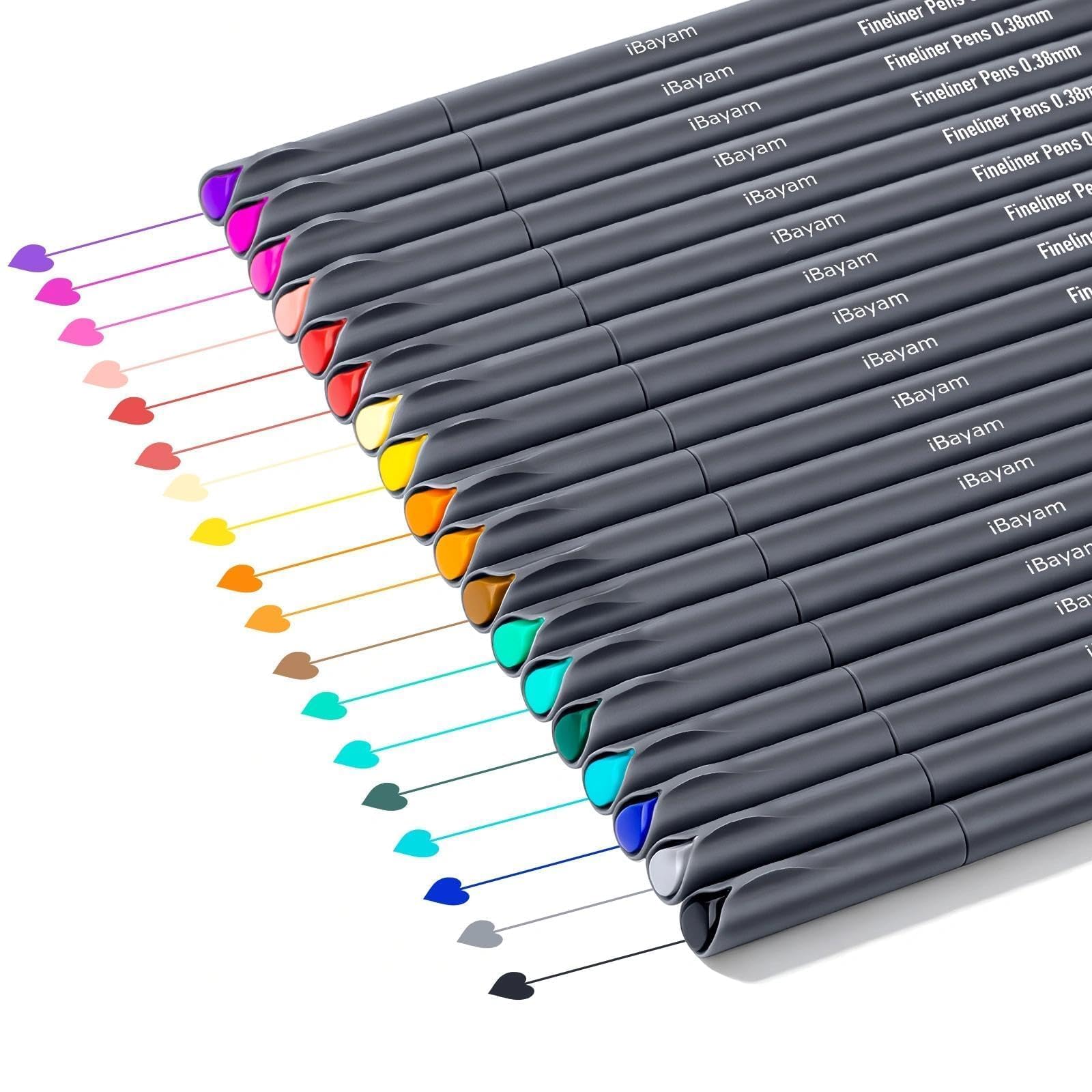 iBayam Journal Colored Pens 18 Pack Fine Point Pen 0.38mm for School Office | Colorful Fi…