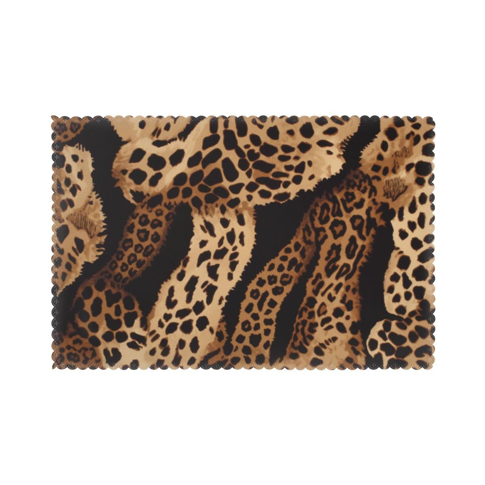 Leopard Pattern Printed Placemat Heat Resistant Place Mats Set of 6 PCS Washable Kitchen Table Mats, 12x18 Inch
