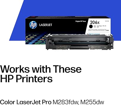 HP 206X Black Toner Cartridge | Works with Color LaserJet Pro M255, MFP M282, M283 Series | W2110X