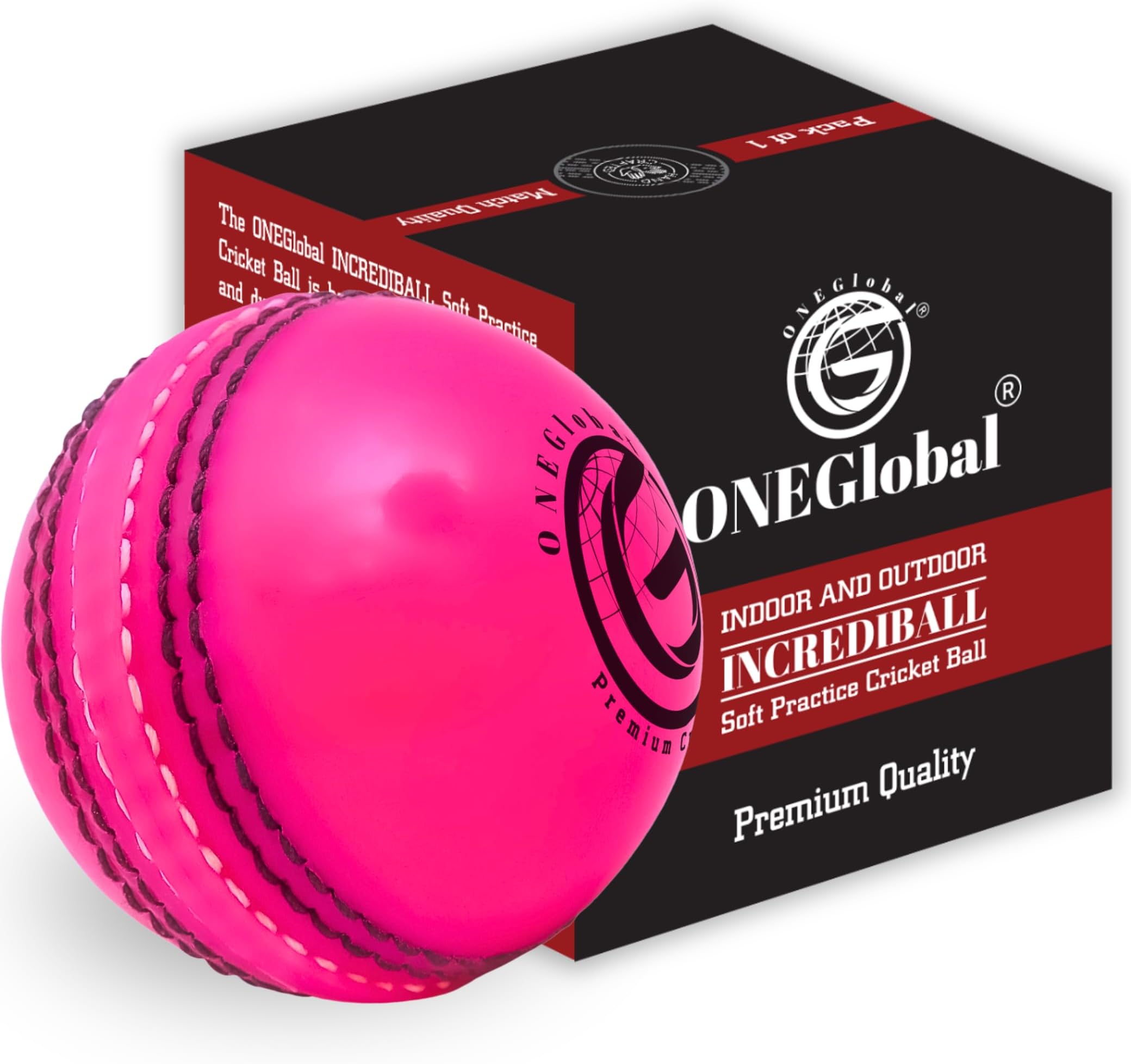 Incrediball Soft Practice Cricket Ball | Outdoor & Indoor Rubber Cricket Ball With Core & Stitched Seam | For Practice, Training & Family Fun | Senior & Junior Size
