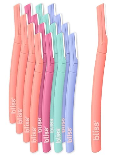Bliss Herramienta de dermaplaning Paquete de 16 microcuchillas de afeitar Dermaplaning Eliminación de vello facial Peach Fuzz, exfoliante,