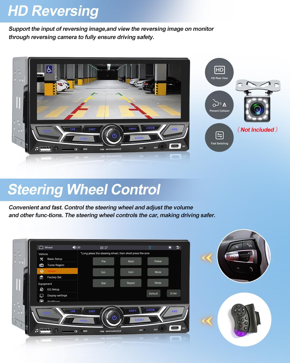 Car stereo display showing the Android Auto interface with navigation, music, and communication apps.