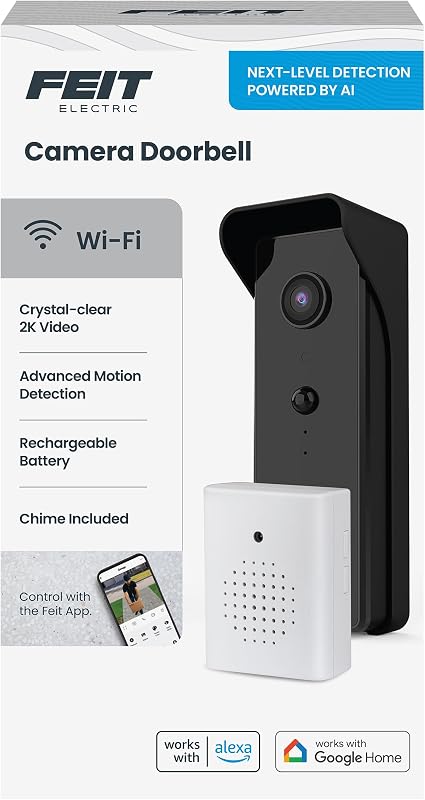 Smart Video Doorbell Camera, 2.4GHz Wi-Fi, No Hub, Two-Way Audio, Advance Motion Detection, 16ft. Night Vision, 2K HD Video, Micro SD Card Storage, Chime Included, Battery Powered Design