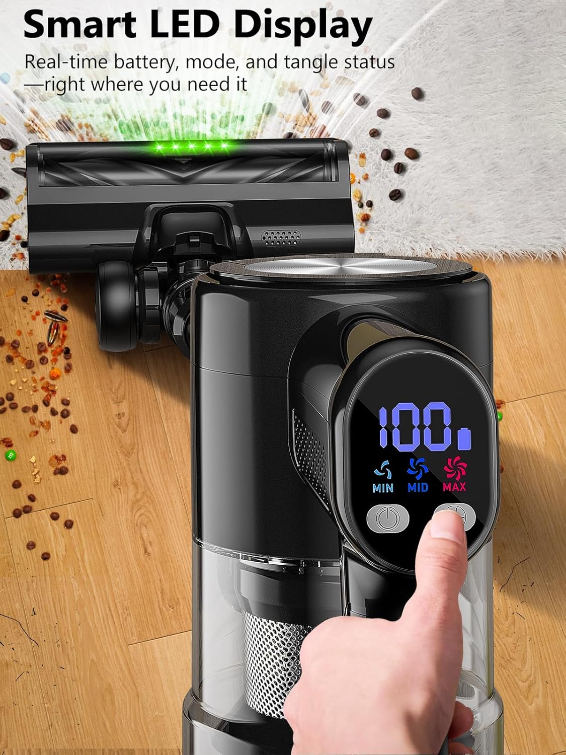 OIRFND H28 Cordless Vacuum Cleaner mounted on a wall bracket for charging and storage.