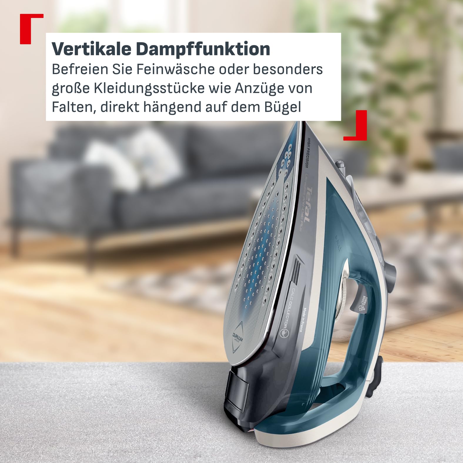Tefal Dampfbügeleisen Ultragliss Plus, 2800 W, abnehmbarer Kalk-Kollektor, kratzfeste Bügelsohle, 50 g/Min. Dampfabgabe, 260 g/Min. Dampfstoß, Abschaltautomatik, türkis/grau, FV6842