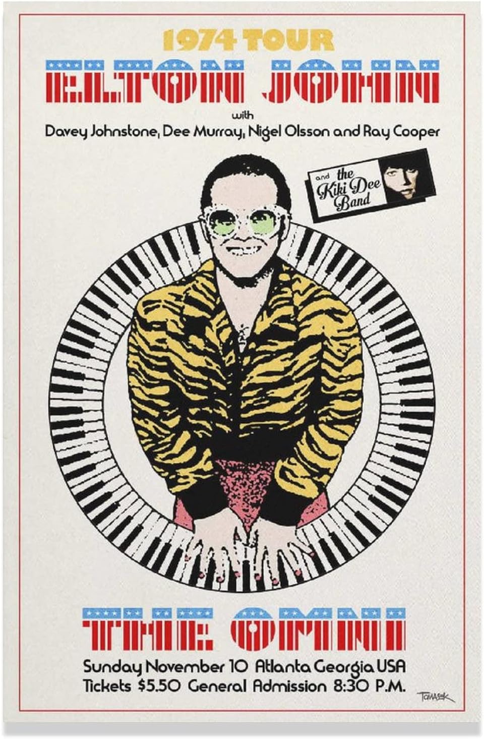 Elton John 1974 Concert Poster, Bedroom Decor