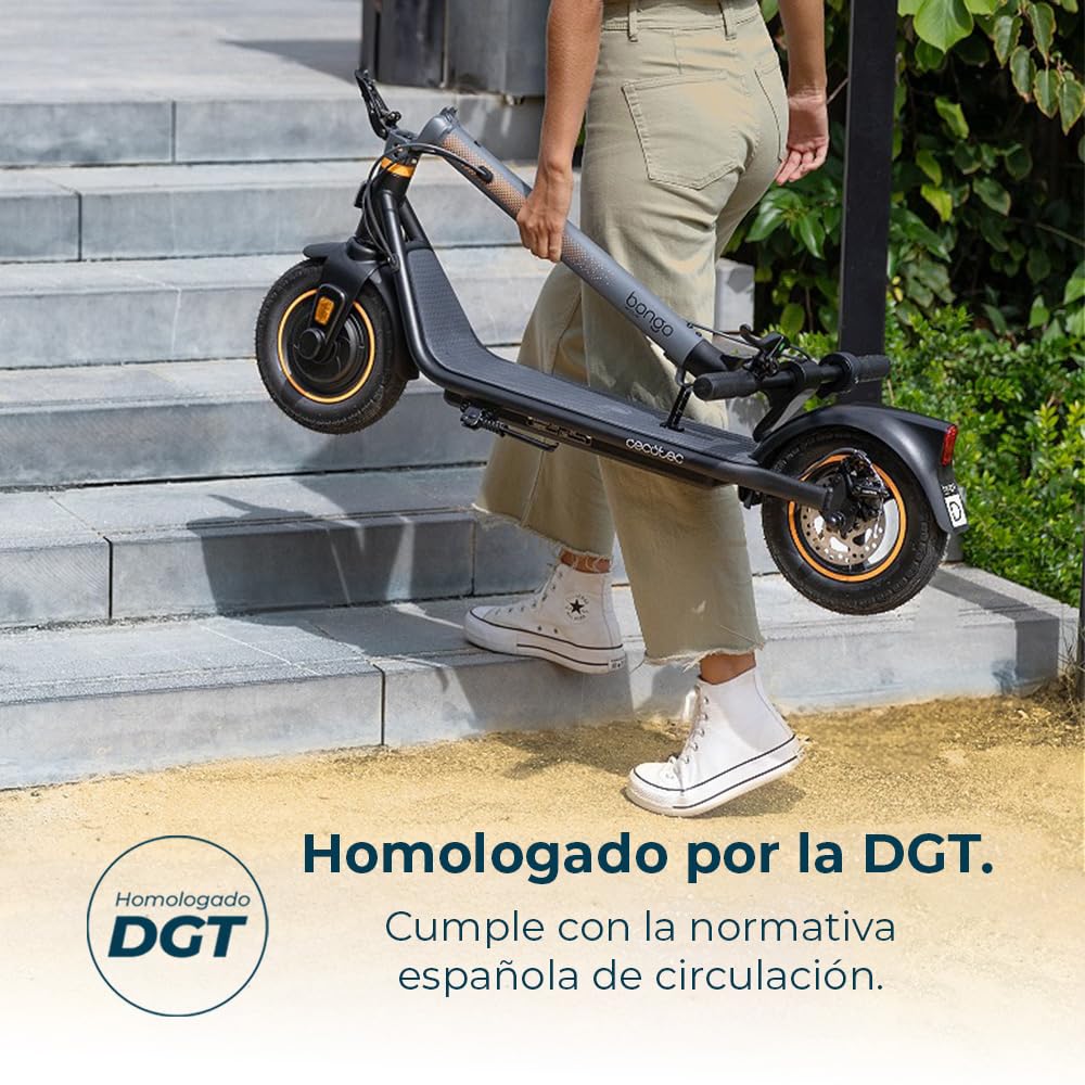 Cecotec Patinete Eléctrico Homologado con App y Acople para Teléfono Bongo D30 XL Connected. Potencia Máxima de 700W, Autonomía de hasta 30km, Neumáticos de 10", Supera Pendientes, Doble Suspensión