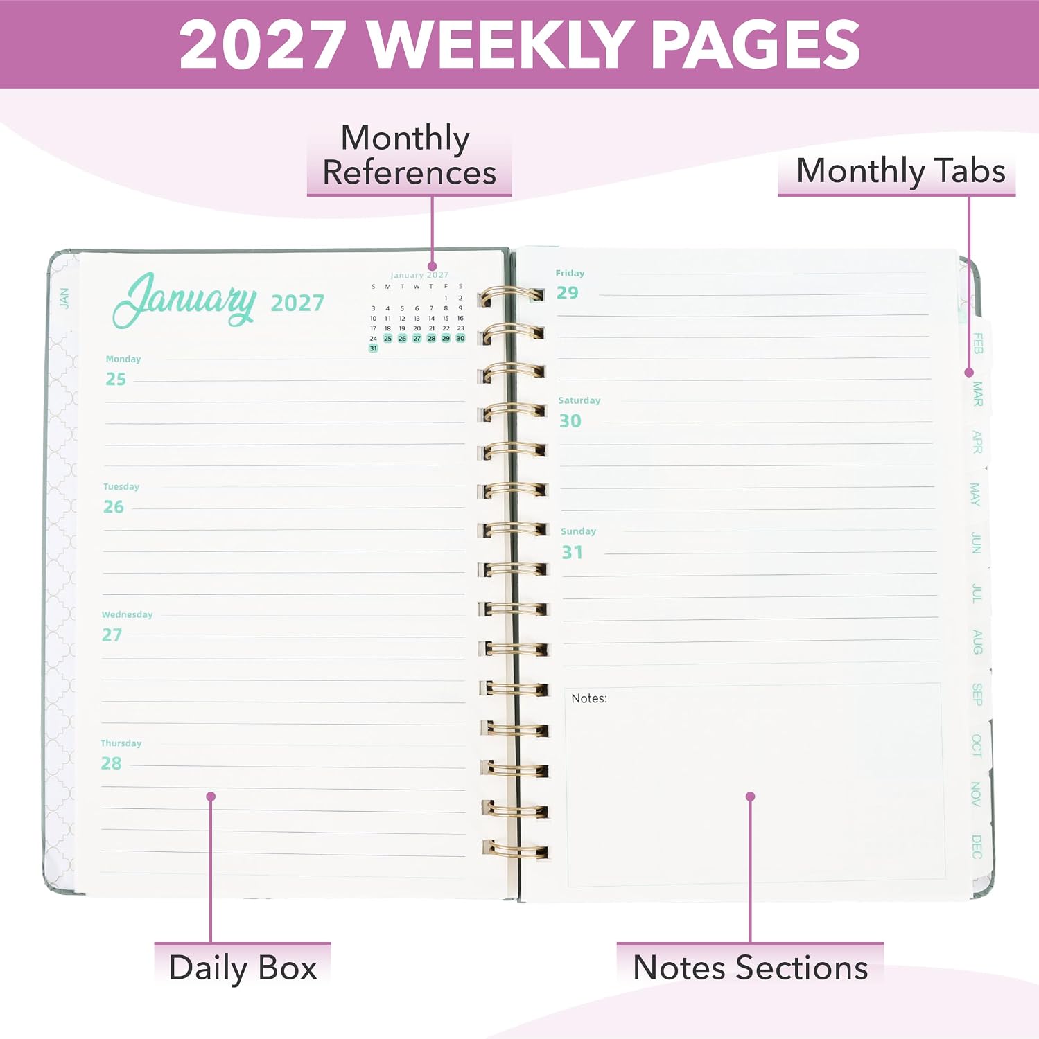 Mr. Pen- 2027 Weekly and Monthly Planner Calendar, 6.4" x 8.5", Wire Bound image 4