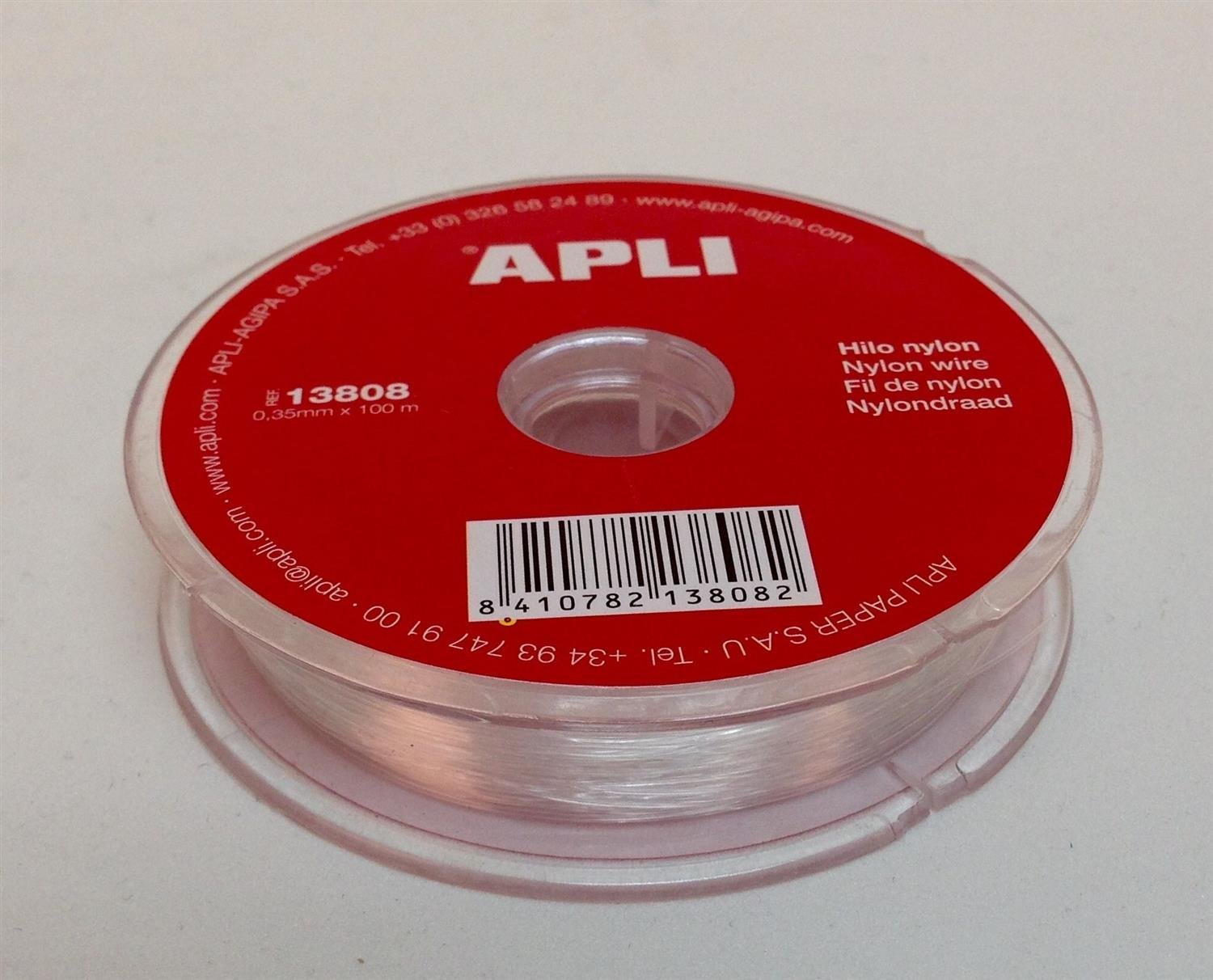 Apli 946040 Nylon Cord Bobbin, 0.35mm x 100m, 808