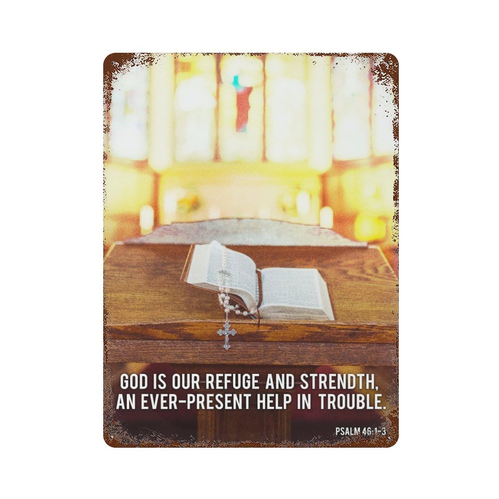 Bible Catholic Rustic Tin Plaque 15.7"x11.8", for Shed, Workshop And Garage Wall Decor, Shabby Chic Decor