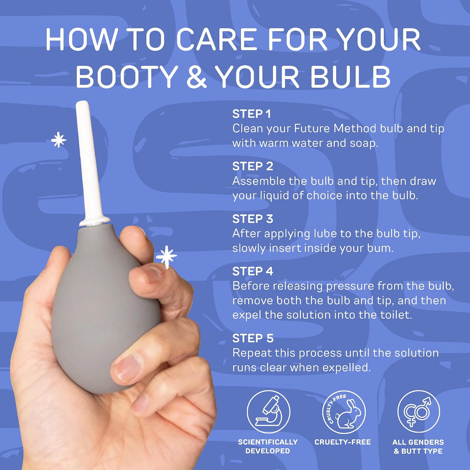 Reusable Anal Douche Bulb - Sarolit Enema Bulb with White Polyethylene Nozzle for Women & Men, 50ml Capacity