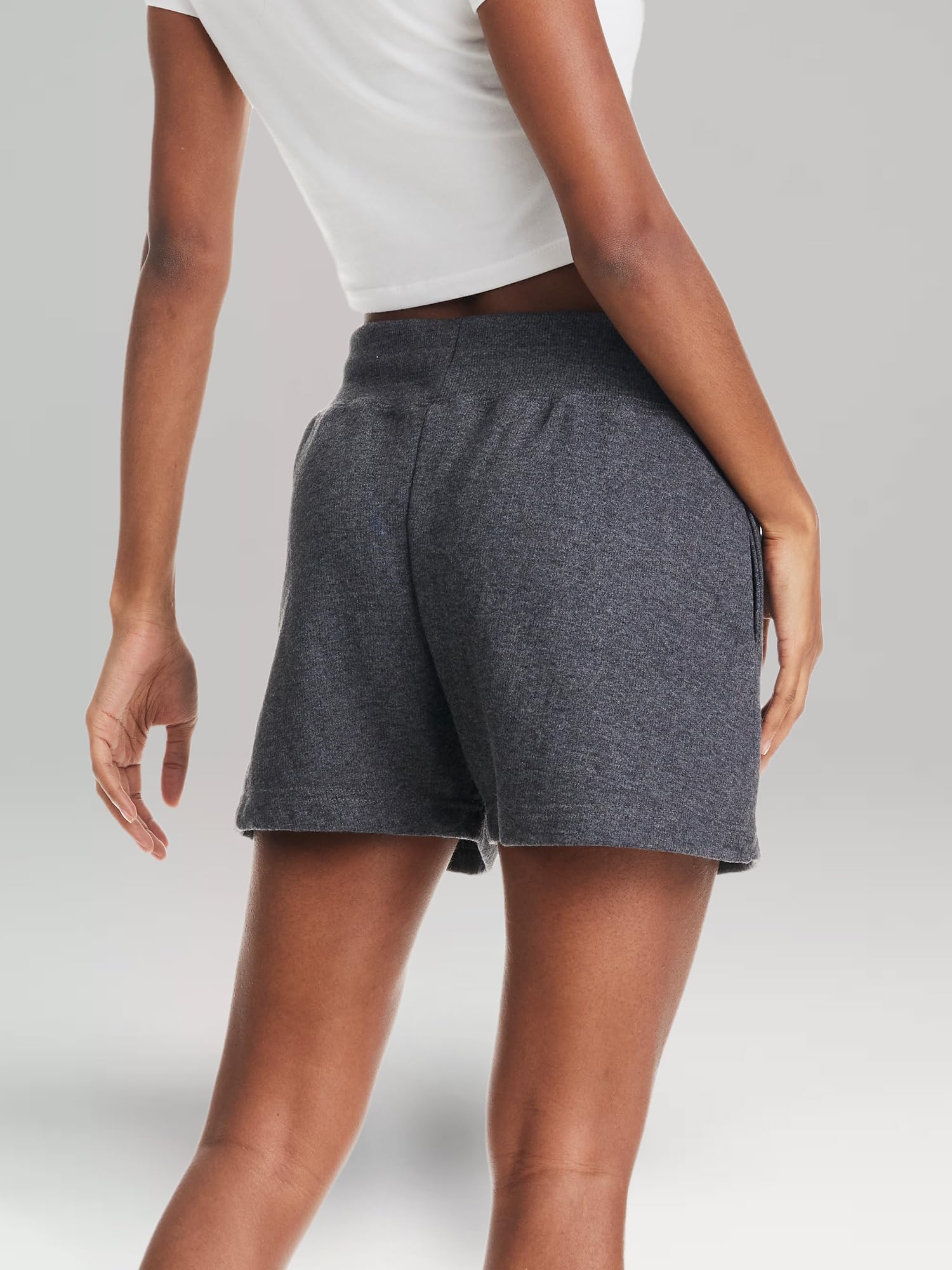 U.S. Polo Assn. Grey SweatShorts for Women, French Terry Poly-Cotton Drawstring Shorts Women (Dark Charcoal Heather, X-Large)