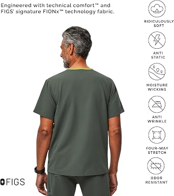 FIGS Chisec Three-Pocket Scrub Top for Men Moss, S