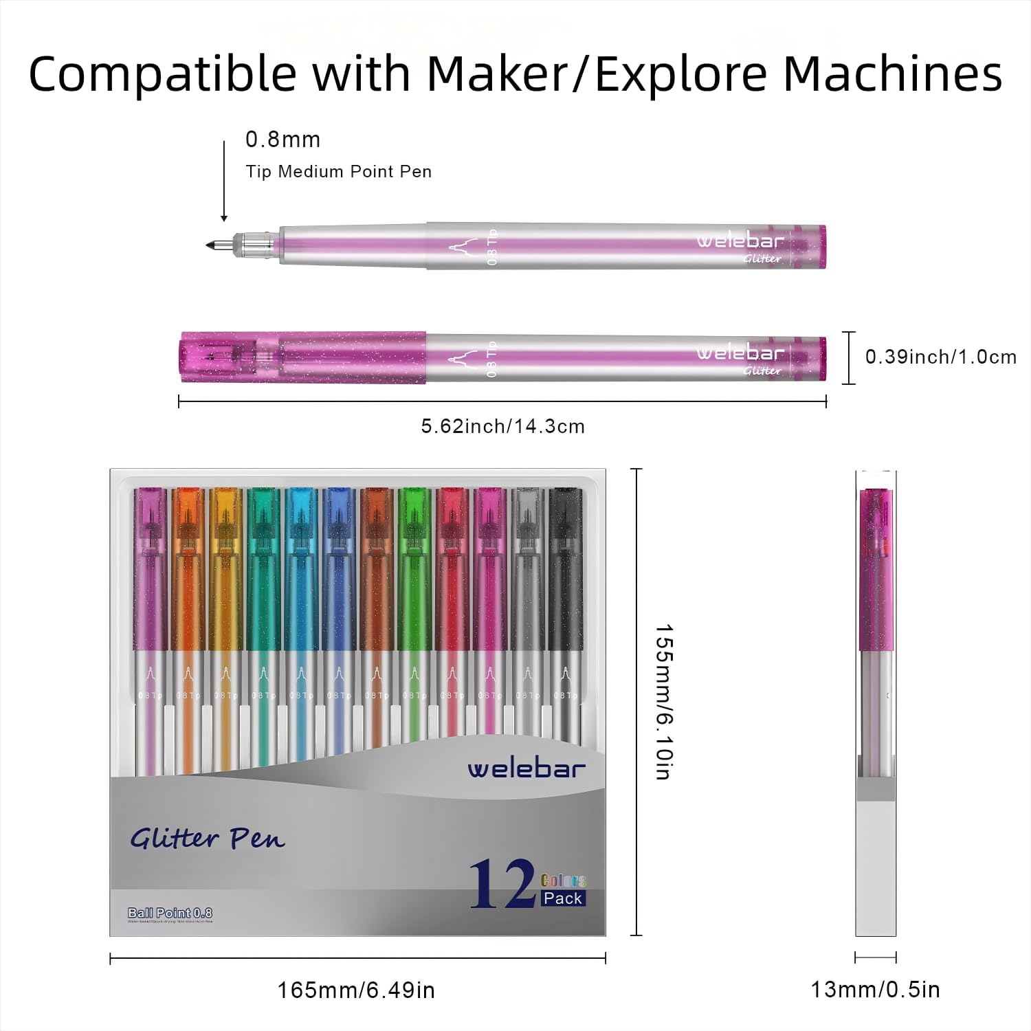 グリッタージェルペンセット Cricut Maker 3/Maker/Explore 3/Air 2/Air用 0.8チップ グリッ