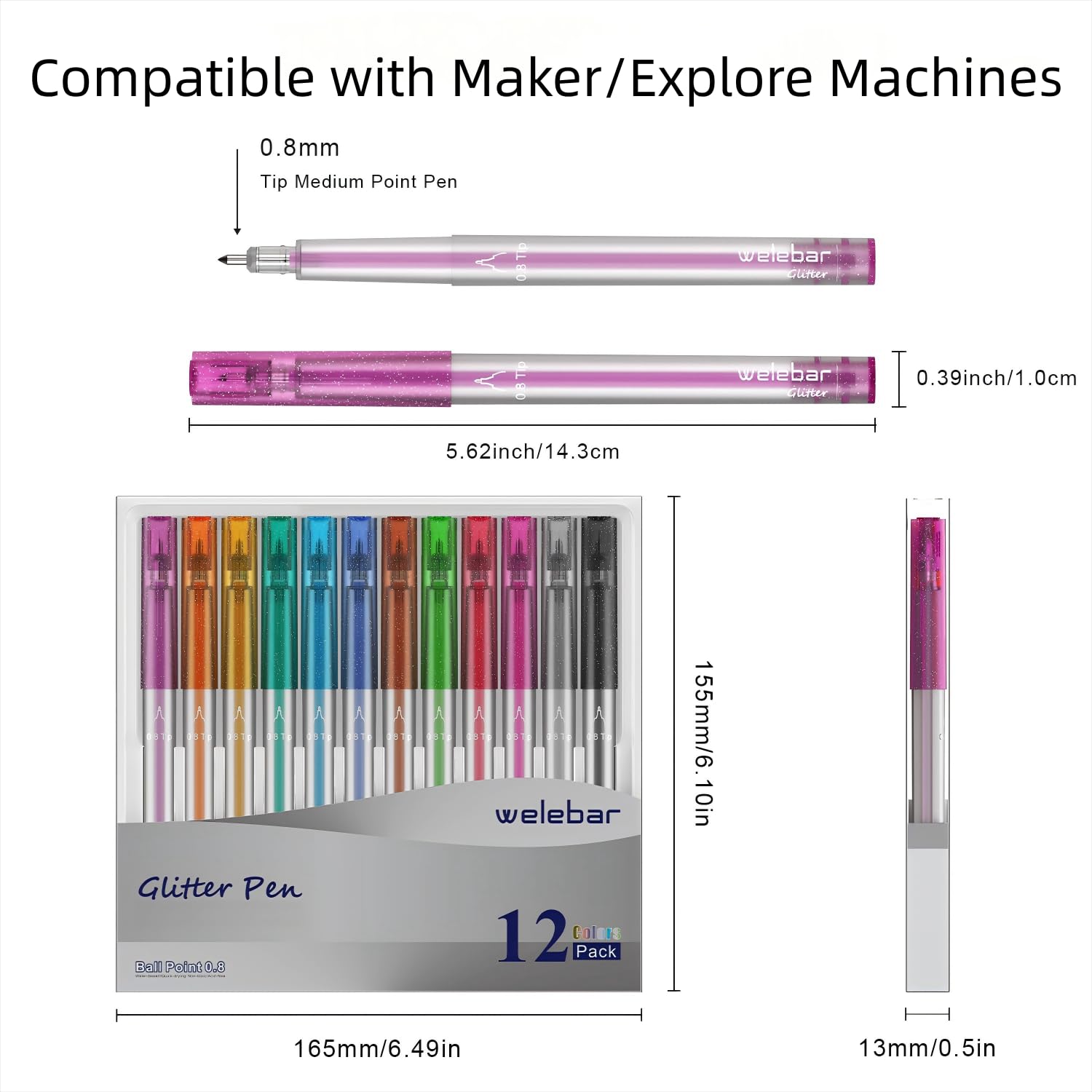 Welebar 1.0 Rotuladores De Punta Para Cricut Joy/Joy Xtra, Juego De 36 Rotuladores De Punta Media Para Dibujo, Escritura Y Manualidades