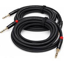 1/4 Inch TRS Cable 10FT 2-Pack, 6.35mm Balanced OFC Gold Plated Braided Instrument Cable, Triple-Layer Shielded for Guitar, Bass, Keyboard, Mixer, Amplifier and Studio Monitor