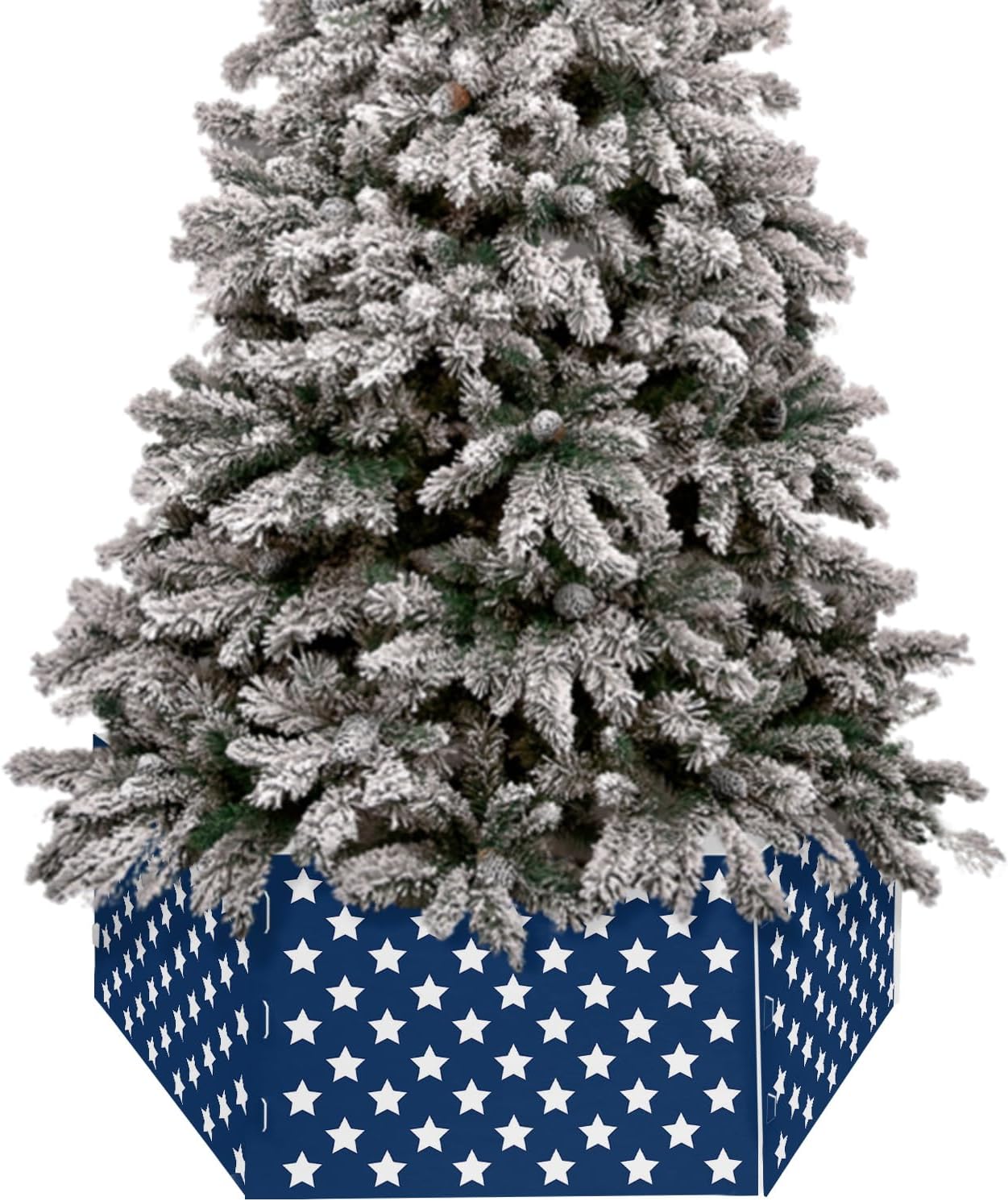 Christmas Tree Collar 6-PCS14.5"x 10", Christmas Tree Ring Independence Day Flag Day Blue Stars Pentagram Freedom Christmas Tree Stands Skirts Base Covers for Xmas Holiday Home Decor