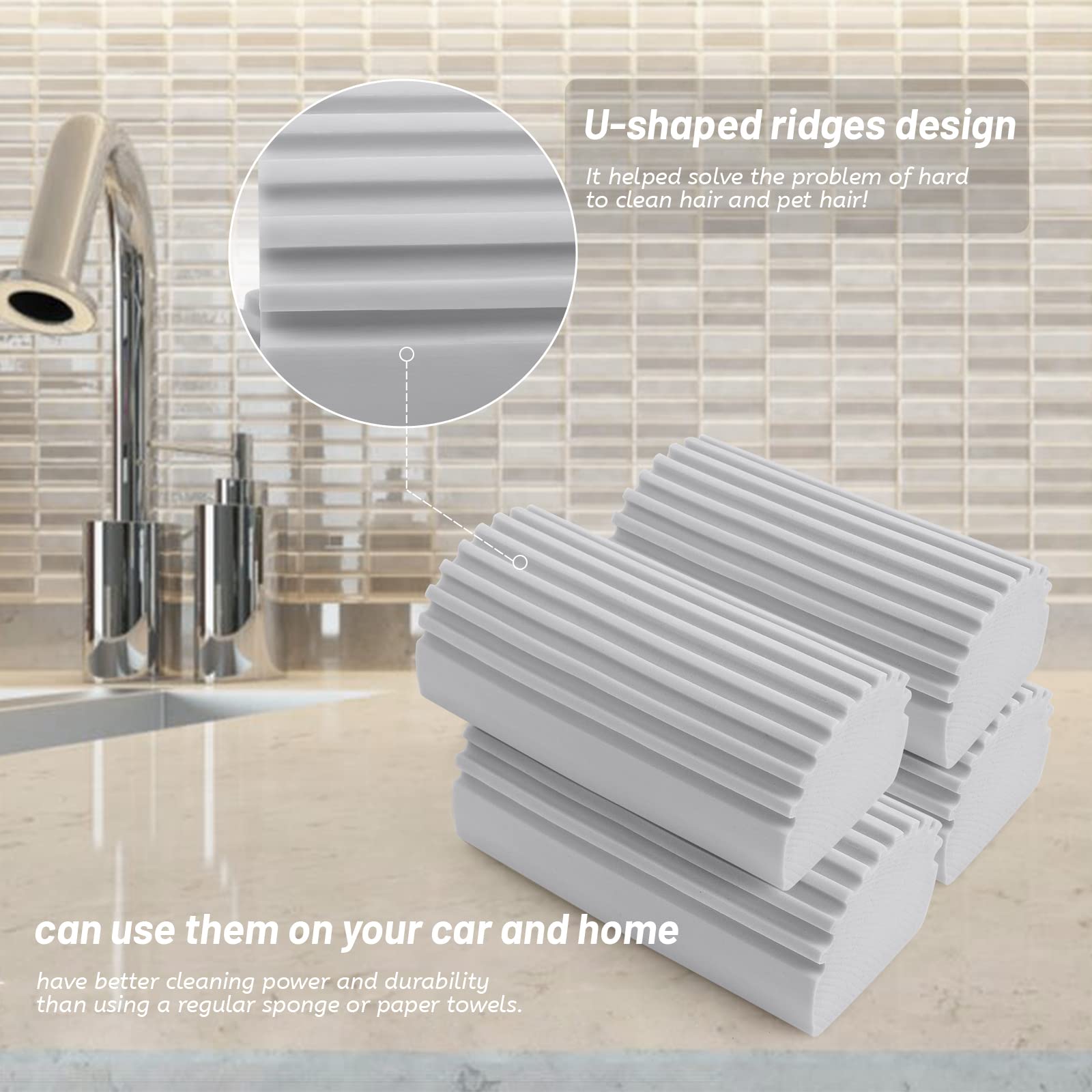 Shadowgallery - Set di 4 spugne riutilizzabili per uso domestico, spugnette per pulizia di tende, vetro, battiscopa, specchi, scanalature per finestre (giallo