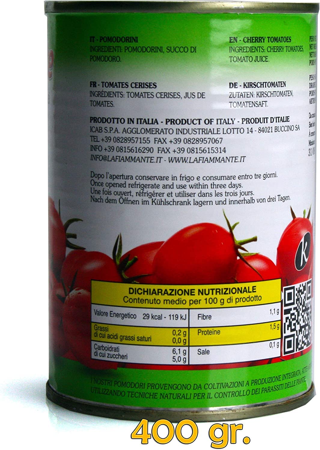 48x La Fiammante il pomodorino Pomodorini Kirschtomaten Tomaten sauce aus Italien dose 400g