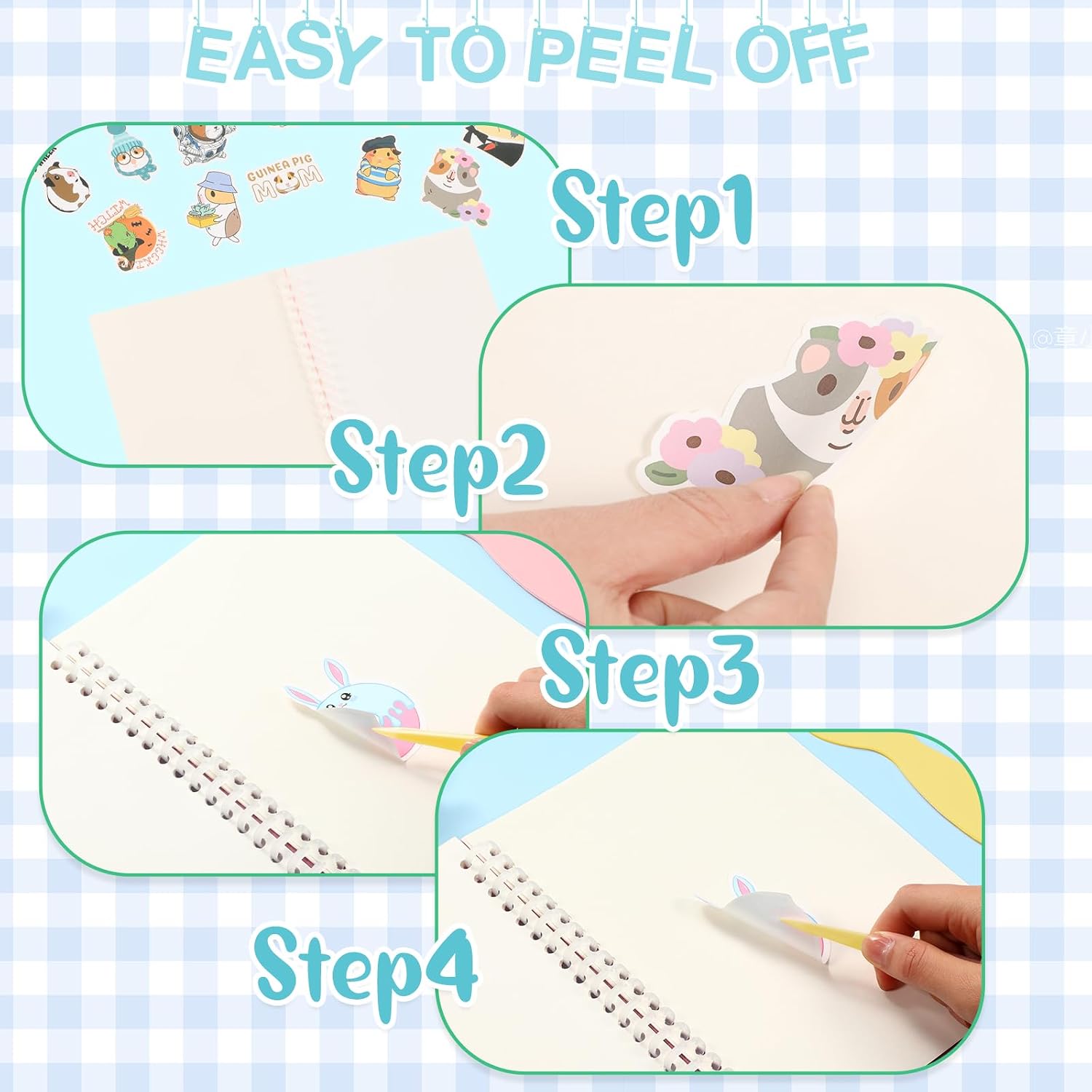 Sabary 4 Pcs Sticker Album A5 Book with Spatula Tweezer, Colorful Style image 4